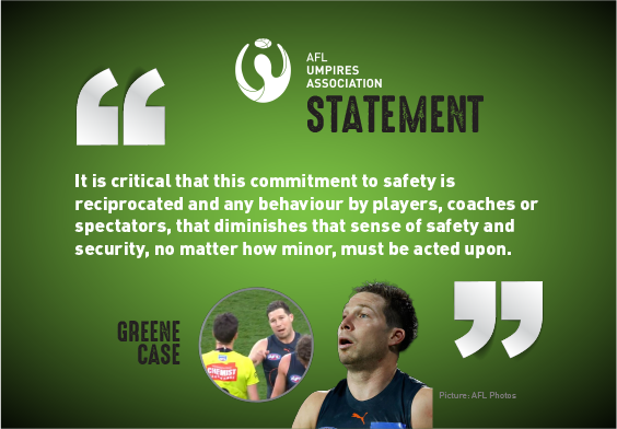 Statement from the AFL Umpires Association – Greene case