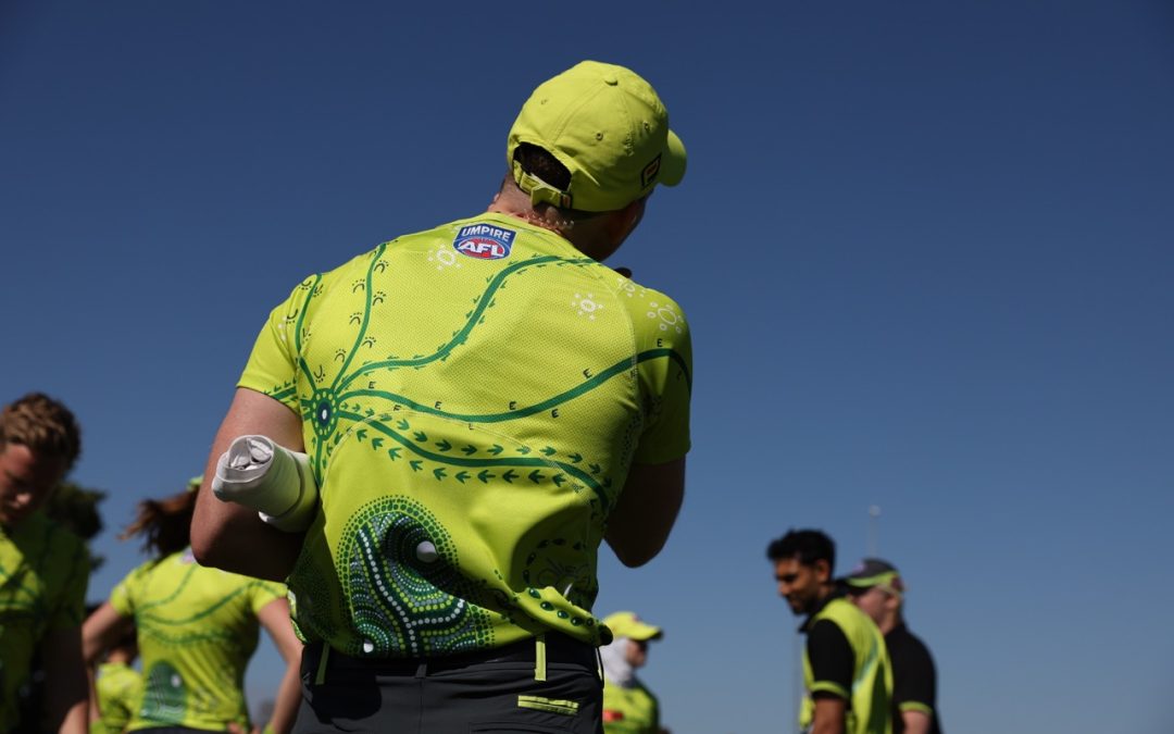 Umpire Joshua James’ artwork featured again in AFLW Indigenous Round